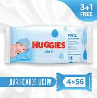 Набір вологих серветок Huggies Pure (4уп*56шт)салфетки Хаггис