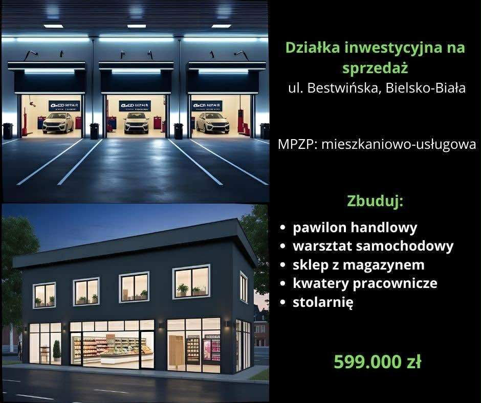 Dzialka usługowa 2000m2, Komorowice ul. Gliwicka, dzialka zabudowana