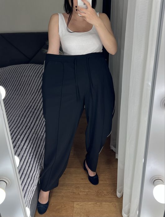 18 розмір батал штани брюки висока посадка на резинці джогери завужені