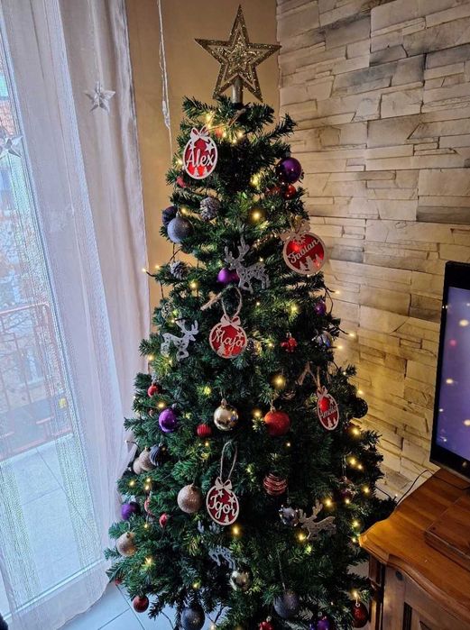 3w1 Duża Choinka Sztuczna Jak Żywa 180 CM Stojak Sosna Święta Mocna