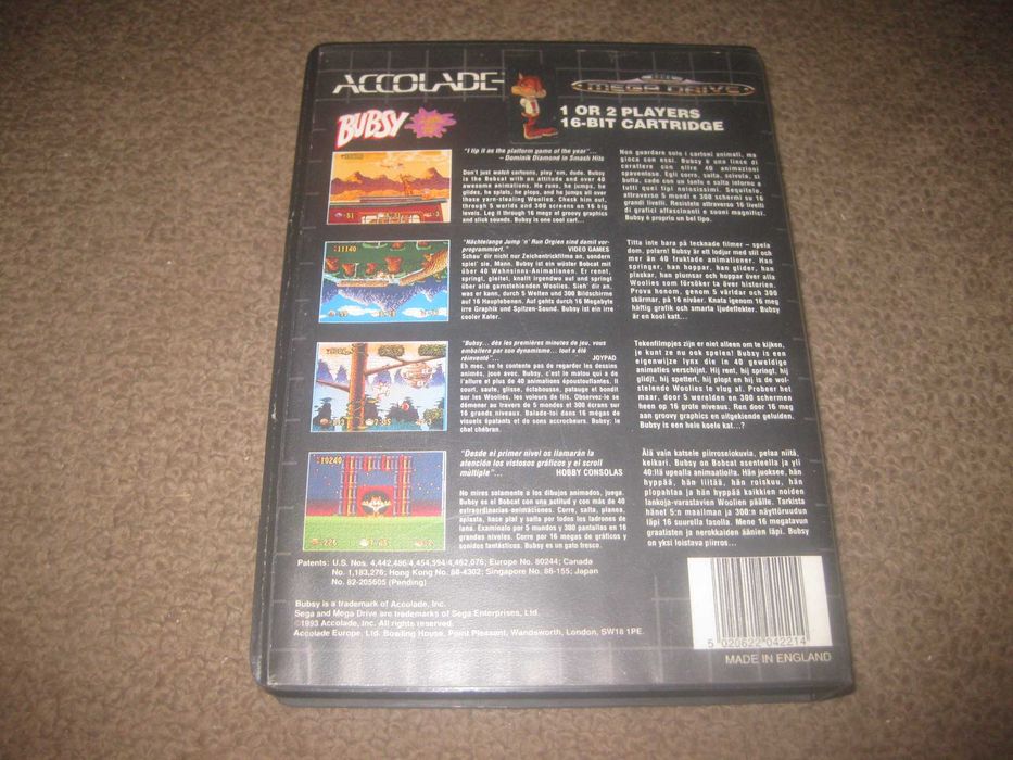 Jogo "Bubsy" para Sega Mega Drive/Completo!