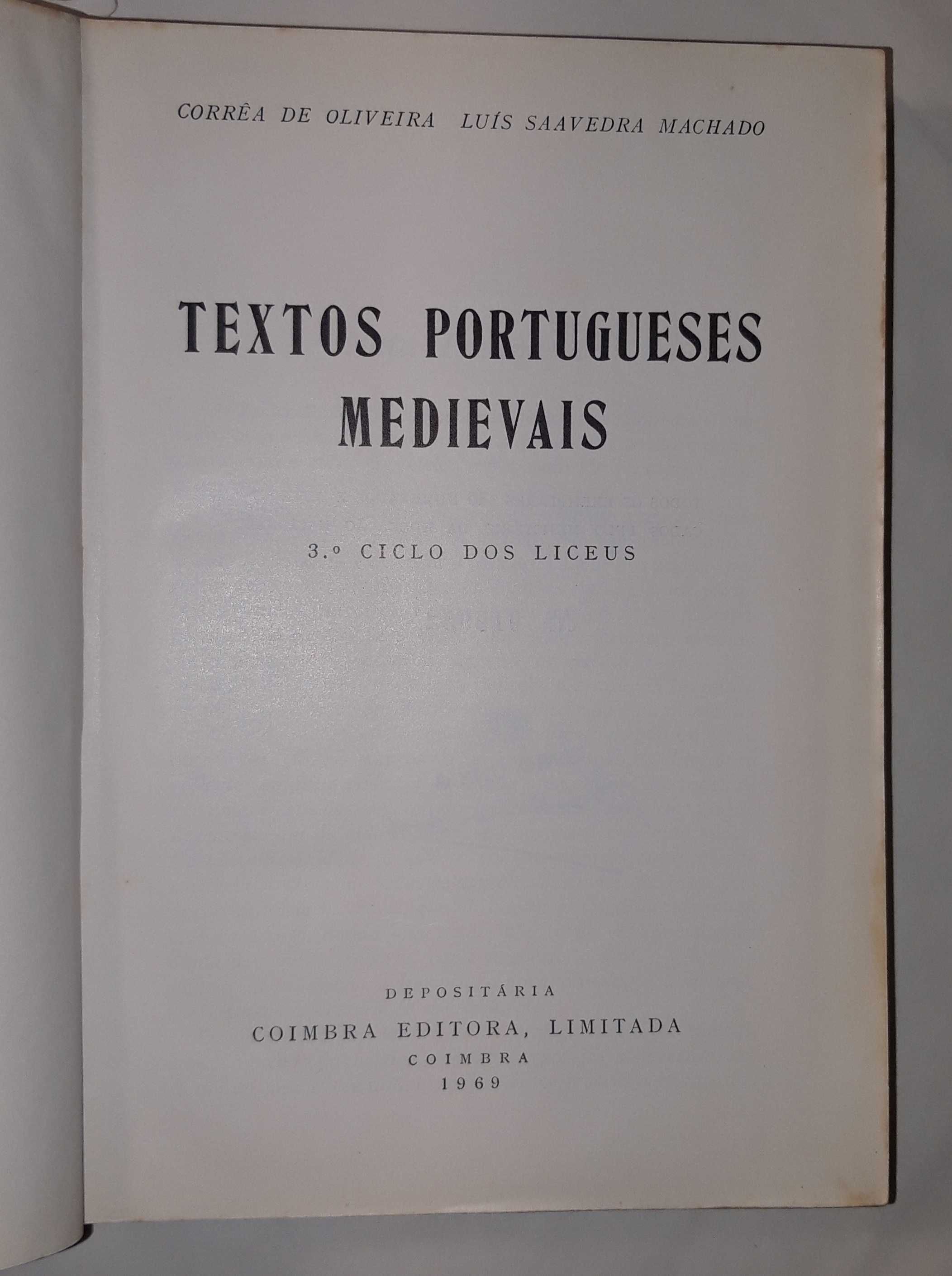 Livro  Ref:PVI - Corrêa de Oliveira  - Textos Portugueses Medievais