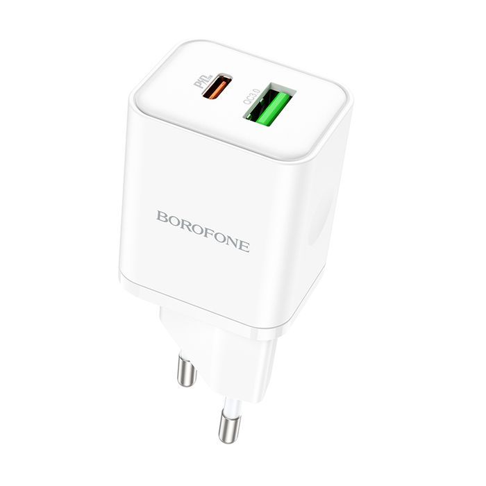 Borofone Ładowarka Sieciowa Bn7 - Usb + Typ C - Qc 3.0 Pd 20W Biała