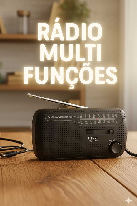 Rádio de Emergência com Manivela e Lanterna LED