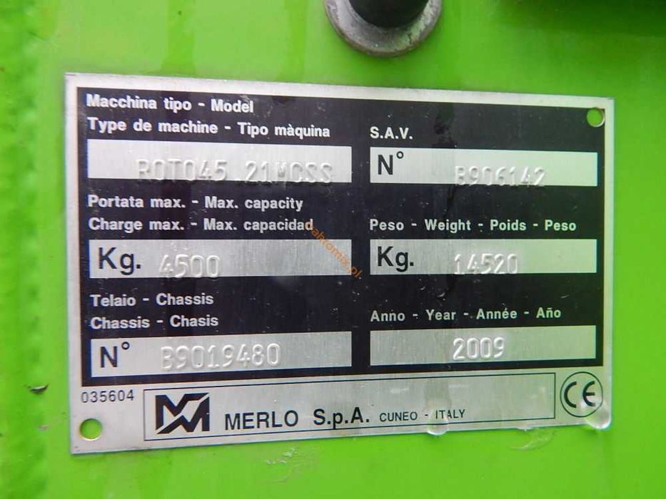 Ładowarka  MERLO 45.21 rok prod. 2009 obrotowa teleskopowa Manitou