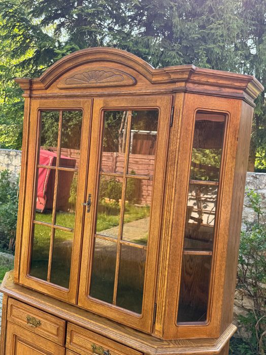 Kredens Witryna dębowa biblioteczka komoda z nadstawką 2002 r drewno