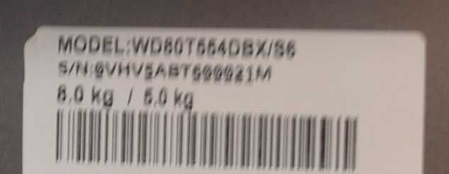 Pralko-suszarka Samsung WD80T554DBX 8kg prania 5kg suszenia Gwarancja