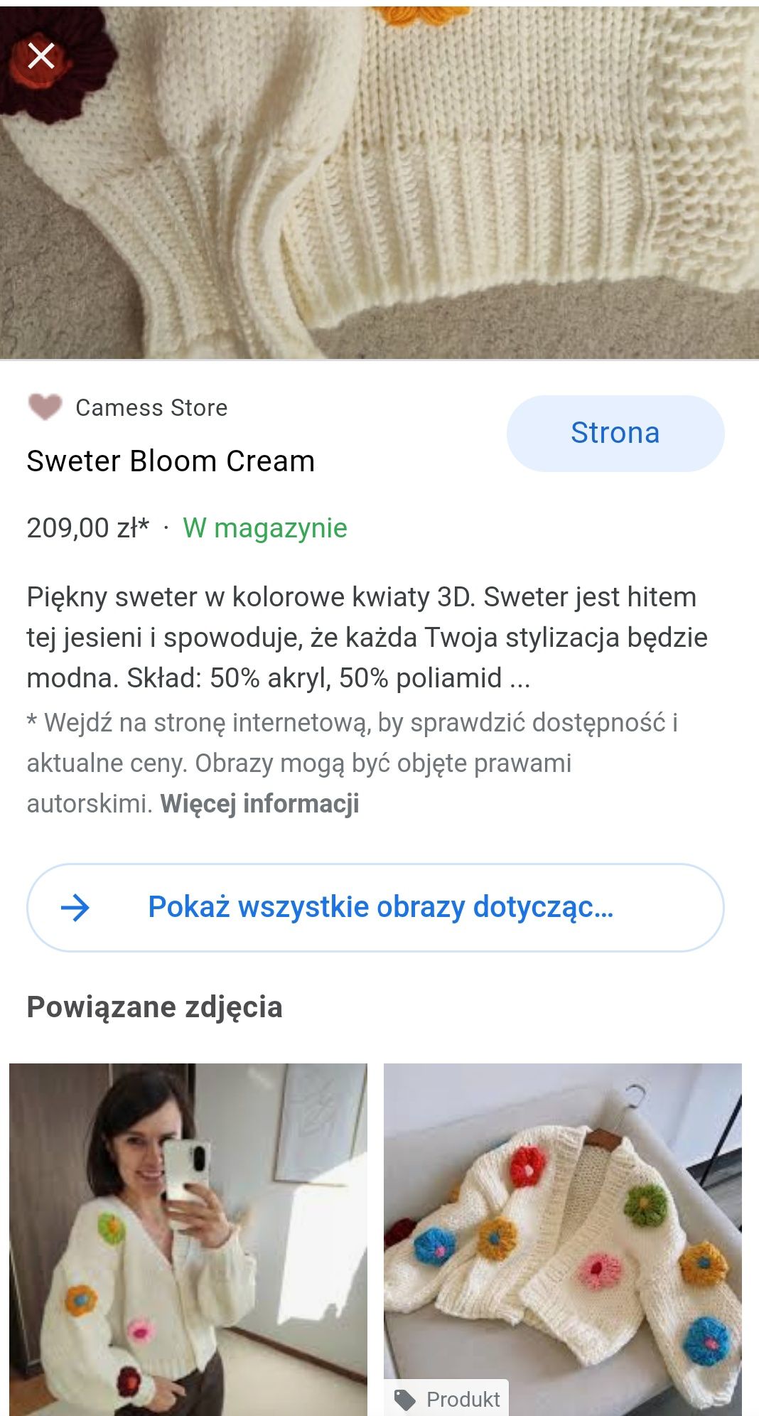 Kwiaty 3D sweterek