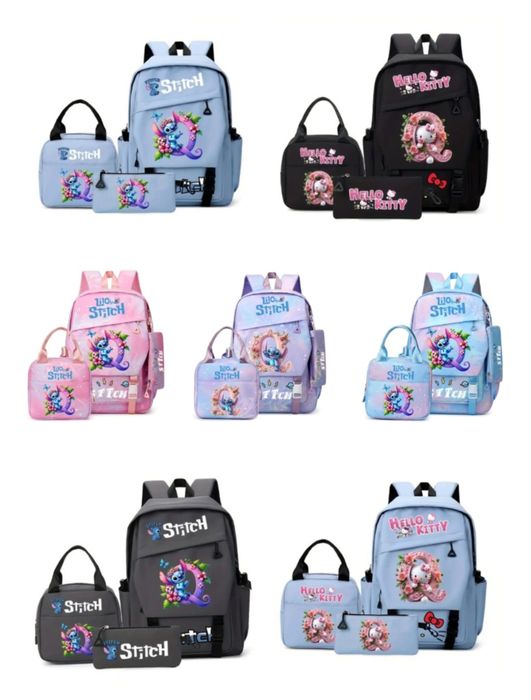Школьный рюкзак набор 3 предмета Stich, Hello kitty