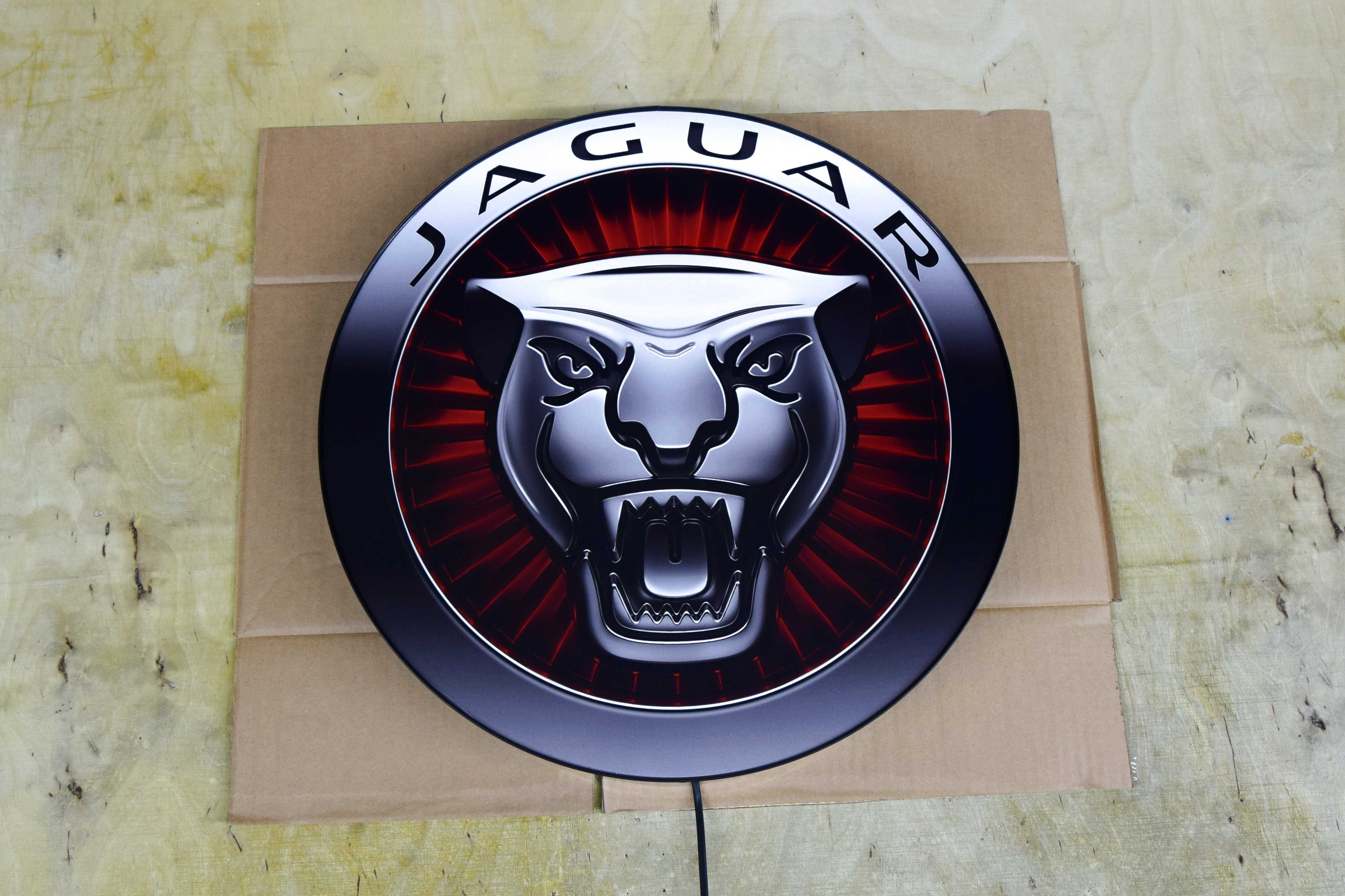 LED Neon JAGUAR, Logo świecące 3D, Lampa do garażu, Plafon, Lampka