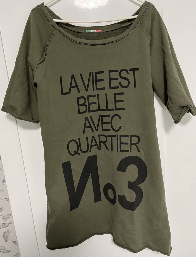 Włoska sukienka dresowa tunika khaki roz.M/L