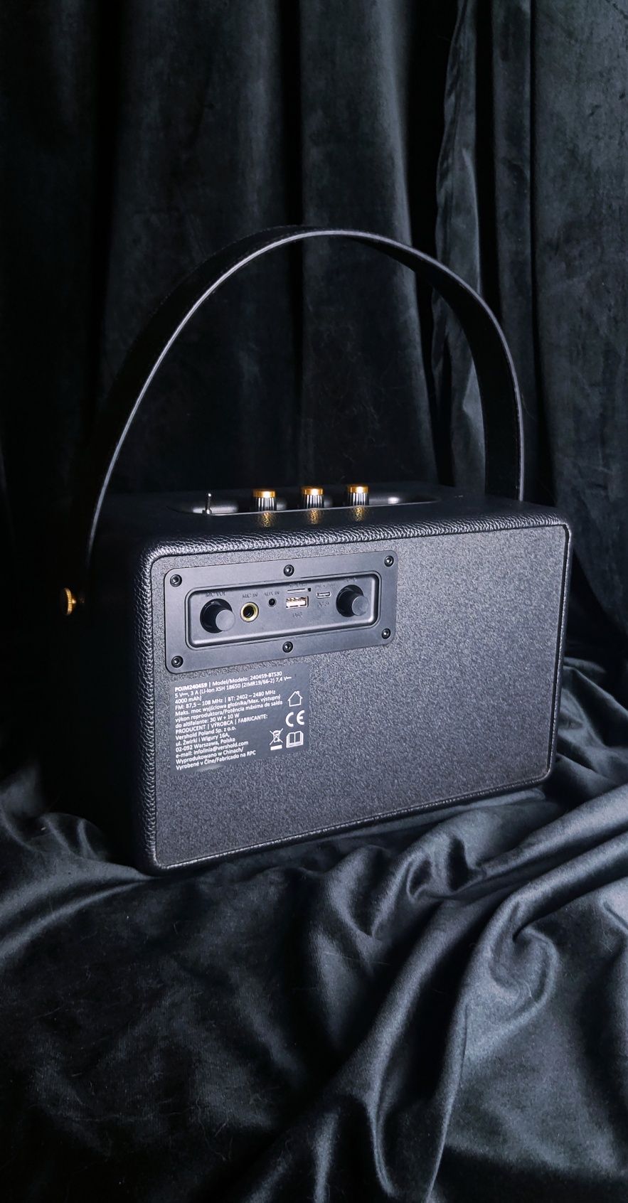 Duży Czarny Mobilny przenośny głośnik bluetooth portable radio vintage