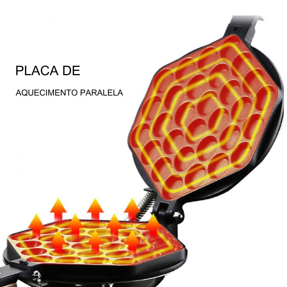 Máquina de Waffles de Ovos 30 Peças - Bubble Waffle