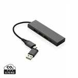 Hub USB 2.0 z USB-C, aluminium z recyklingu szary P308.682