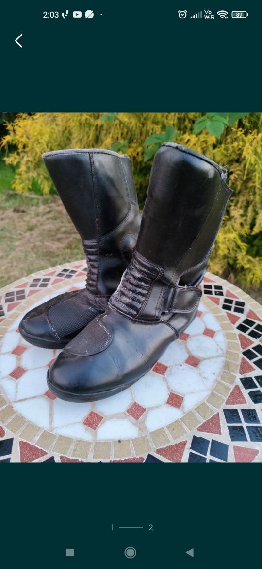 Skorzane buty 44 noname wysokie  na moto