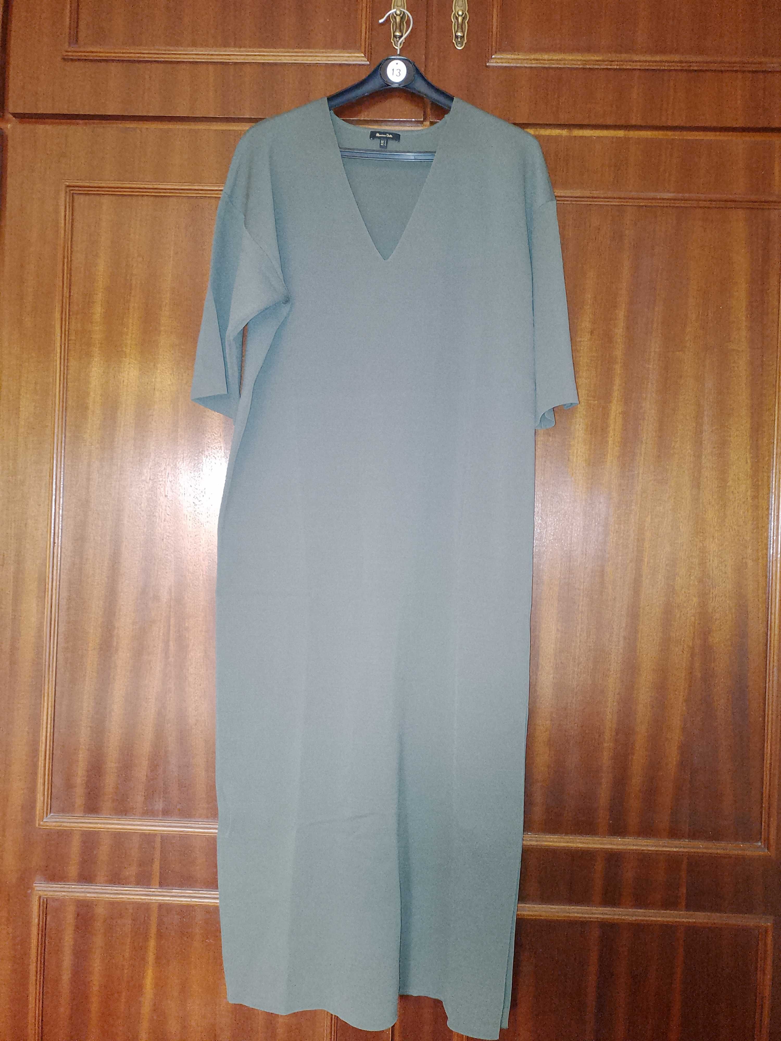 Vestido verde comprido Massimo Dutti