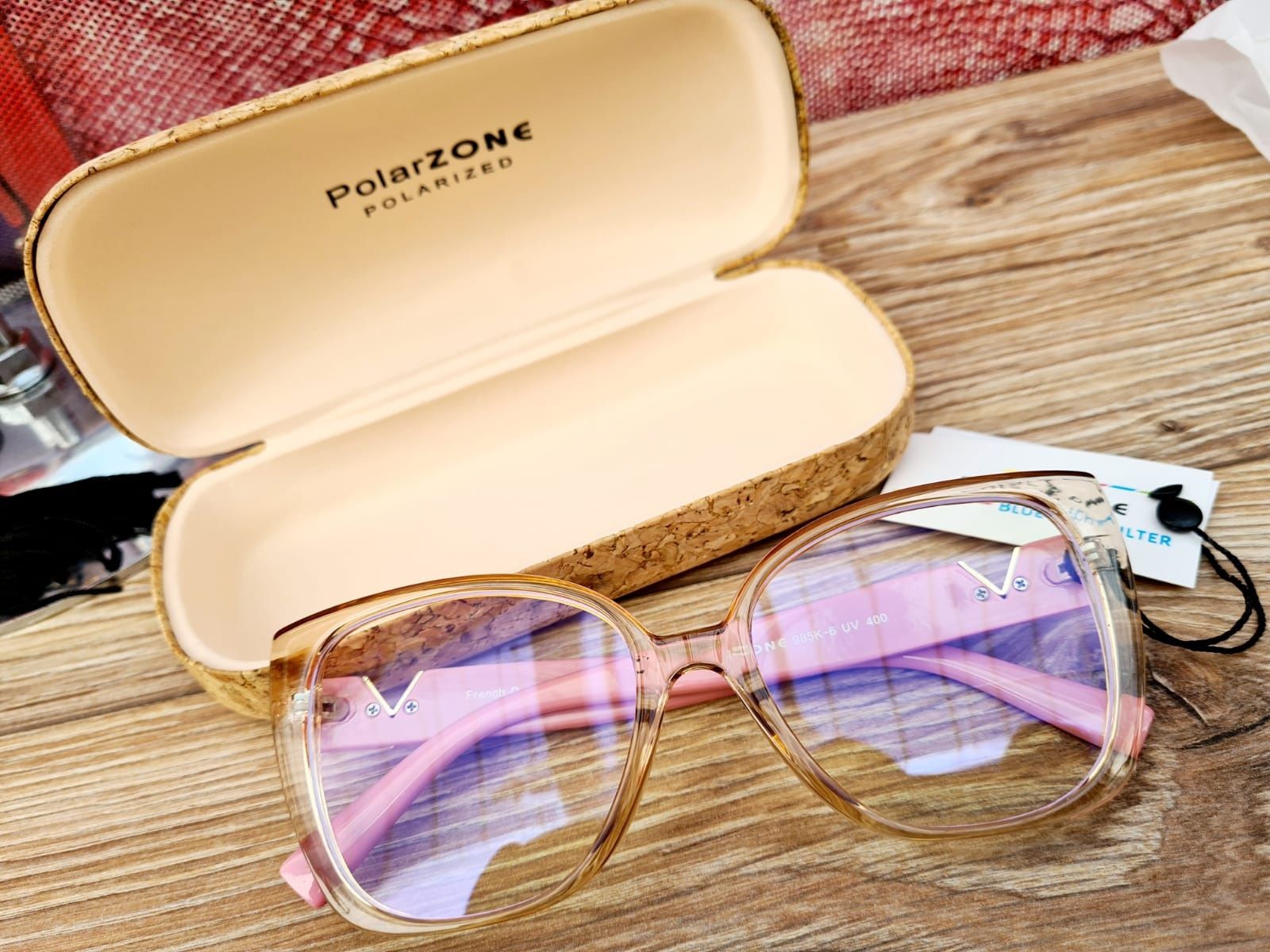 Damskie okulary do komputera zerówki marki Polarzone róż nowe