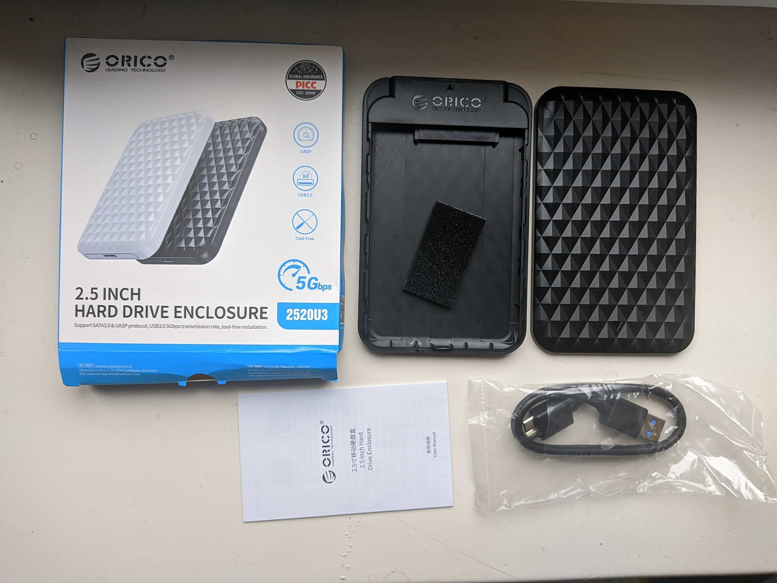 Кишеня Orico USB 3.0 для жорстких дисків 2.5" HDD/SSD