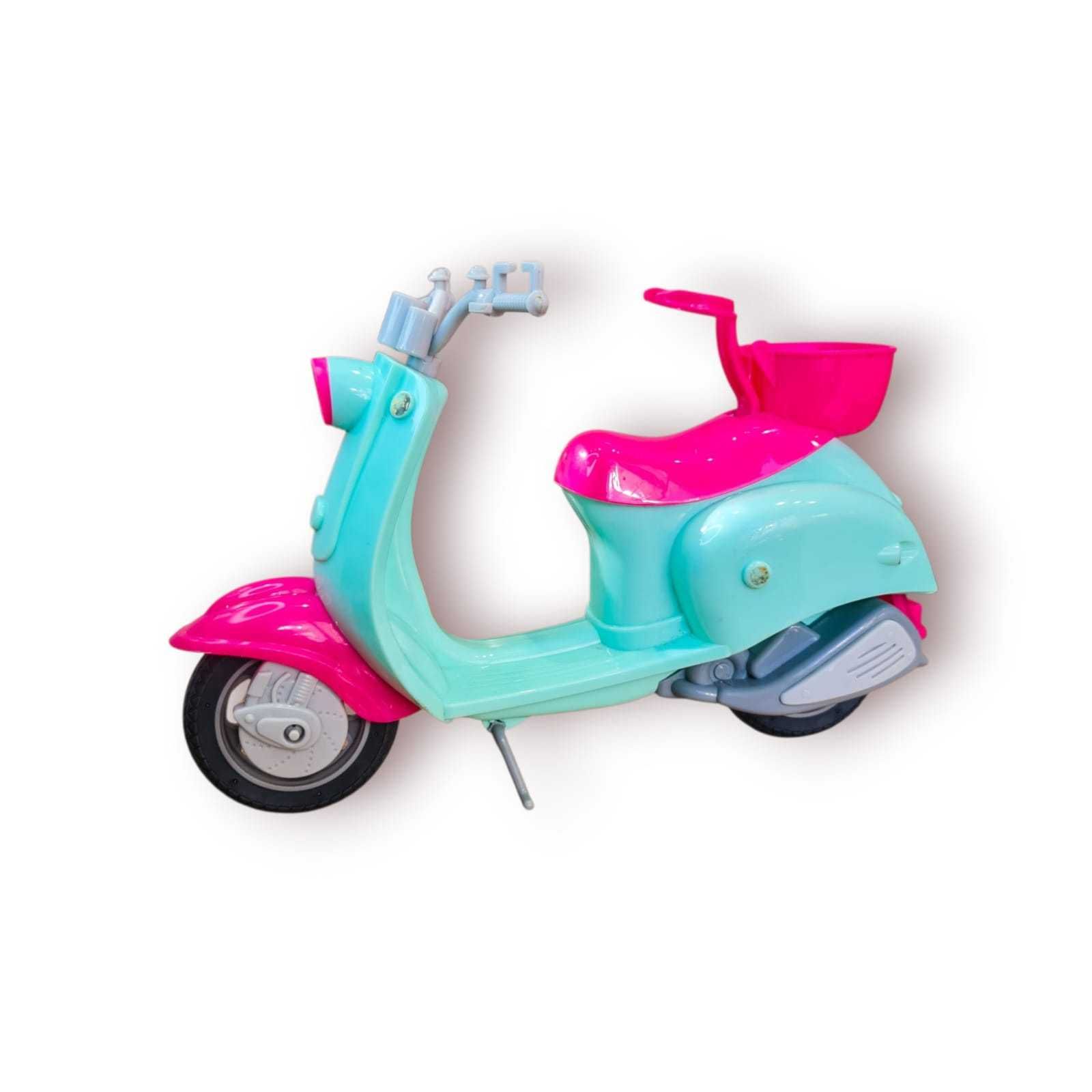 Miniatura Scooter Vintage Plástico – 26×17 cm (Verde e Rosa)