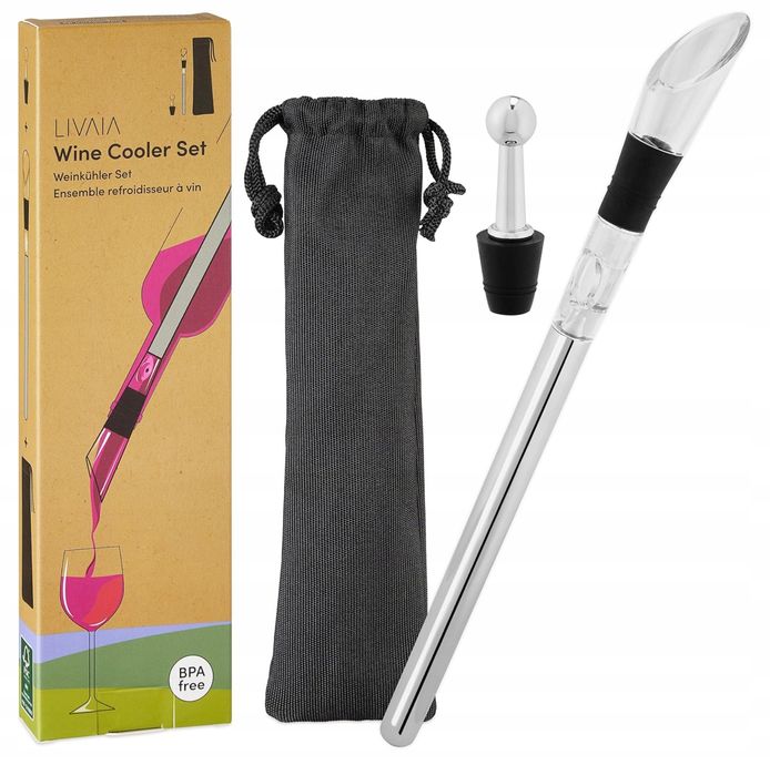 Chłodziarka do wina 3w1 Livaia pręt chłodzący nalewak korek etui