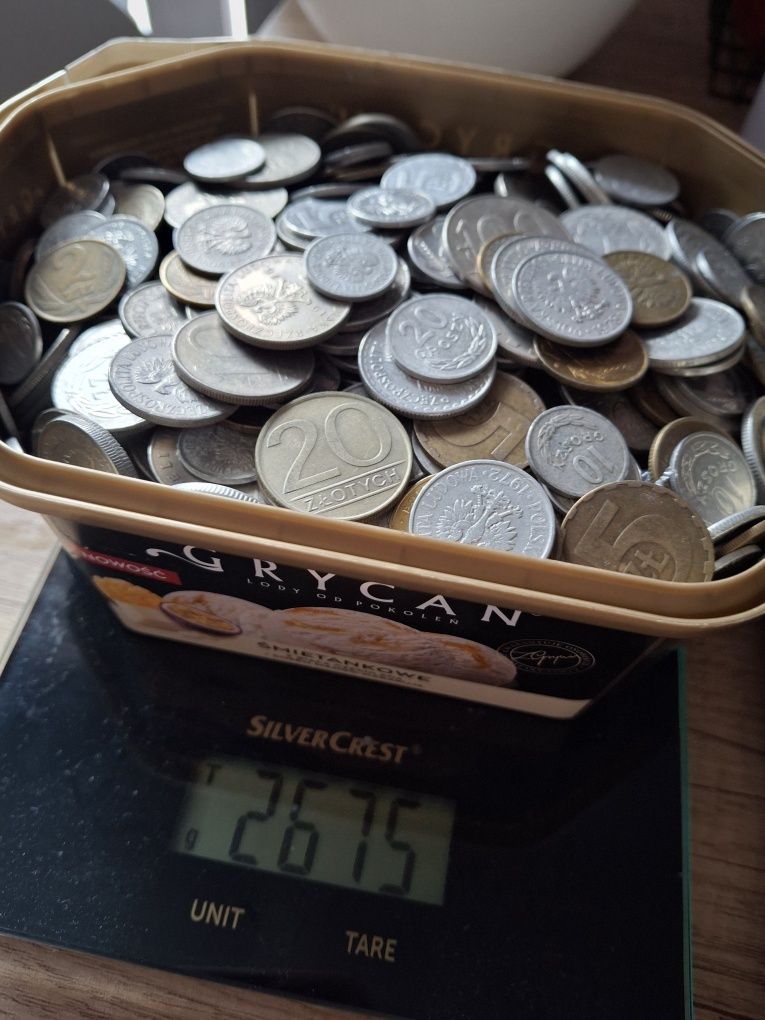Monety luzem, całość z pudełka powyżej 2 kg, bardzo dobry stan