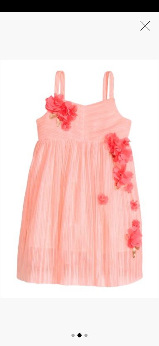 H&M sukienka wizytowa tiul 3D brzoskwiniowa 110