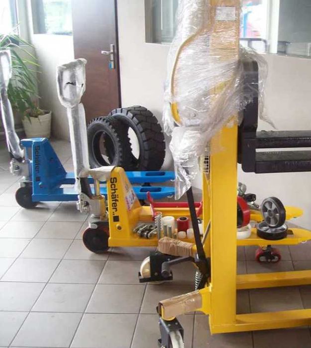 Wózek paletowy ręczny używany paleciak masztowy elektryczny sztaplarka