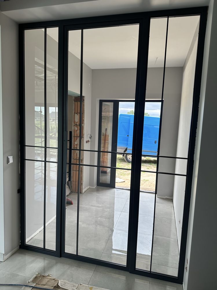 Drzwi loftowe, drzwi loft, przeszklenia zabudowa metelowo szklana