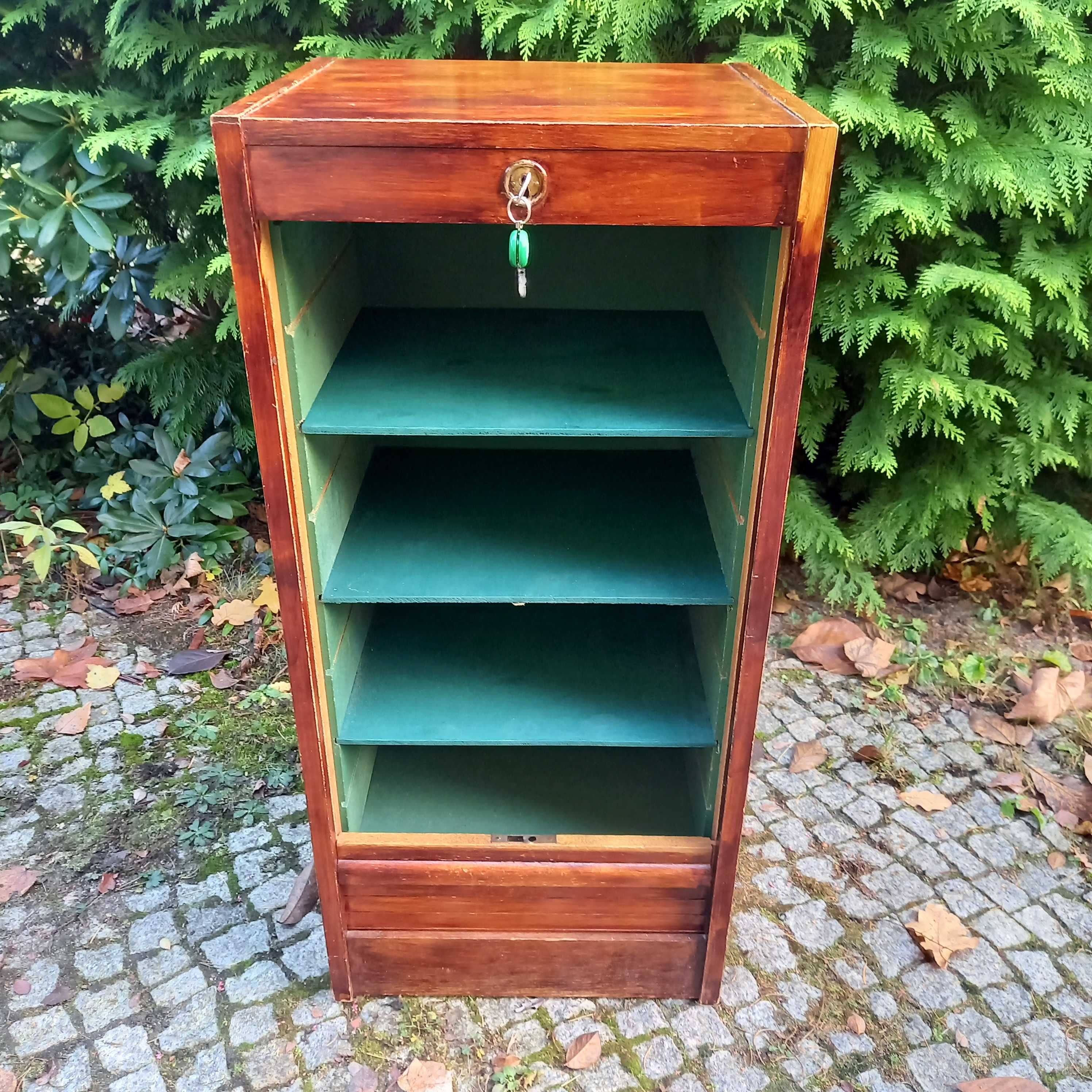 Duża szafka z roletą vintage szafka biurowa roletka - z kluczykiem
