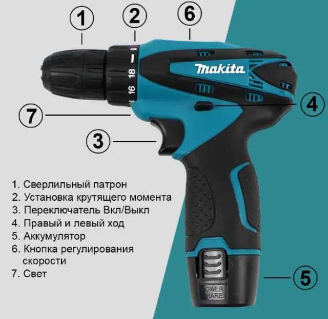 Аккумуляторный шуруповёрт 12V с набором Makita DF330DWE