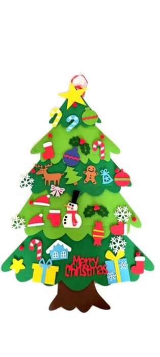 Ялинка із фетру +гирлянда 5 метрів на батарейках.