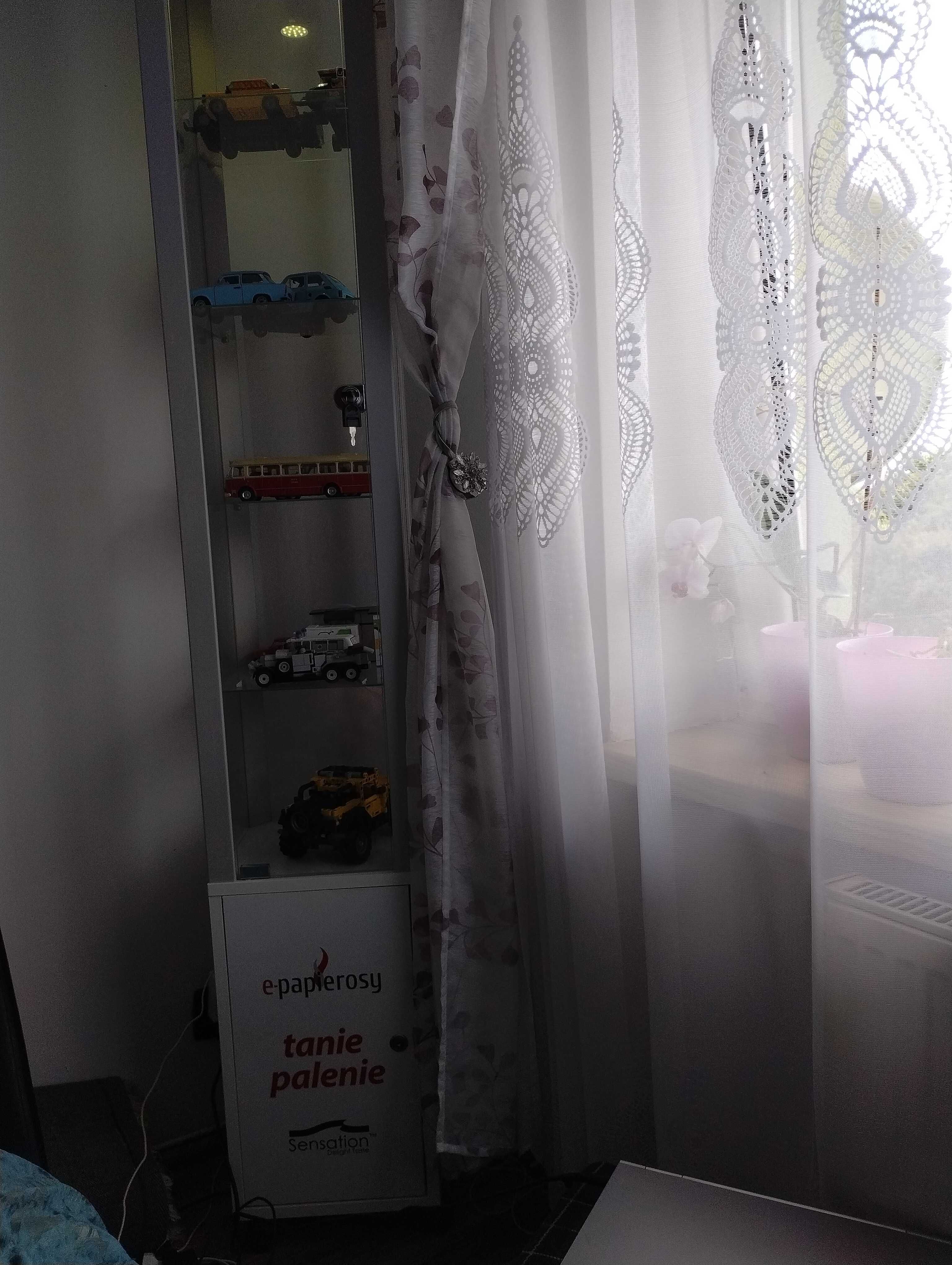 Witryna oszklona na kółkach