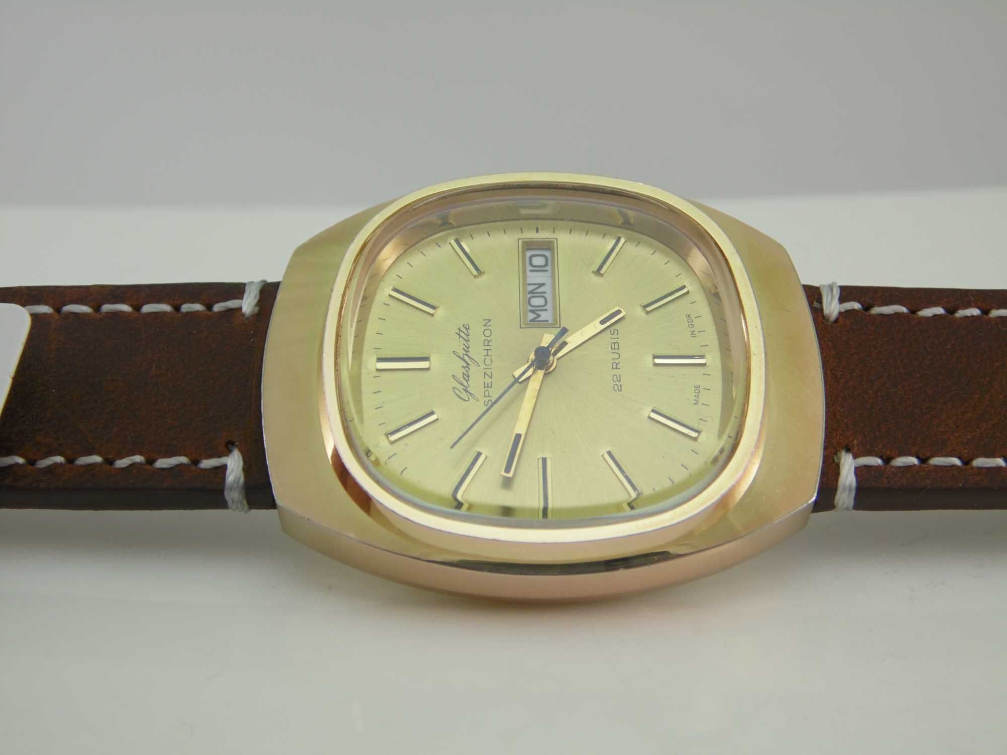 Niemiecki mechaniczny zegarek Glashutte spezichron . automatic 22 kam.
