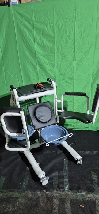 Wózek Hydrauliczny Łazienkowy 3w1 Rozpinany z Podnóżami i Tacka