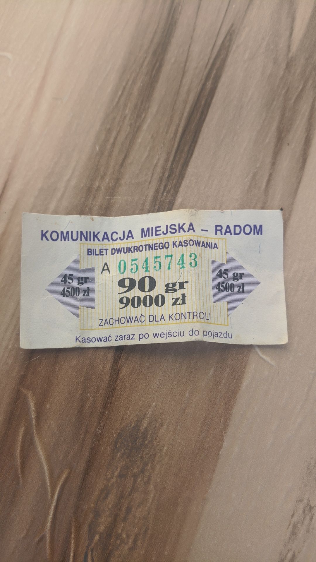 Stary bilet komunikacji miejskiej