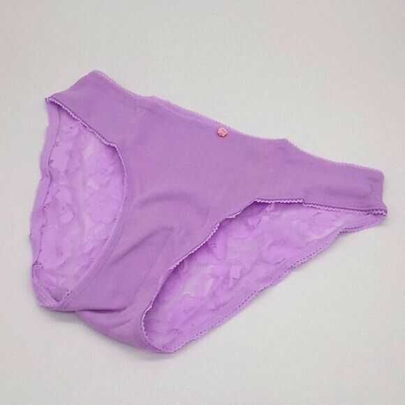 Трусики victoria's secret women's cotton bikini lace back panty purple