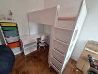 IKEA SMÅSTAD - Cama Alta para Crianças com Secretária