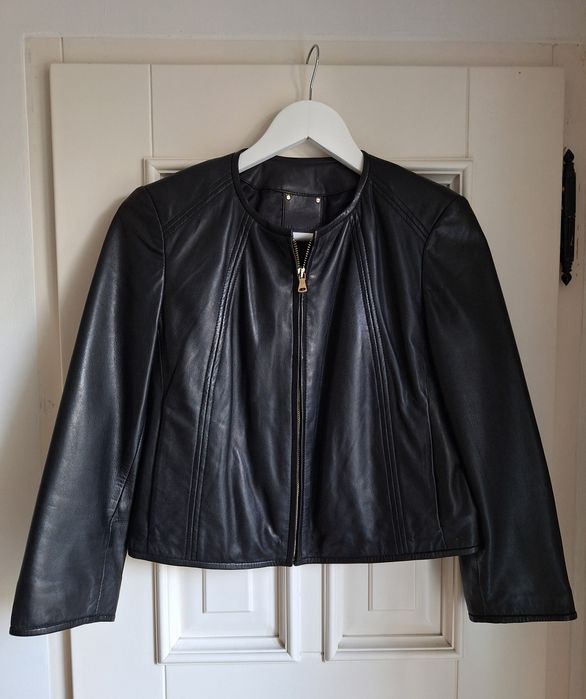 Krótka kurtka ze skóry Massimo Dutti