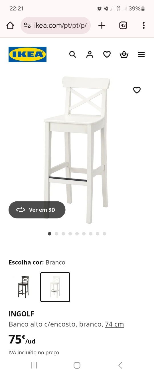 Cadeira Alta INGOLF usada branca