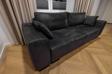 Sofa aksamitna z funkcją spania Micadoni BYRON szara. Jak nowa!