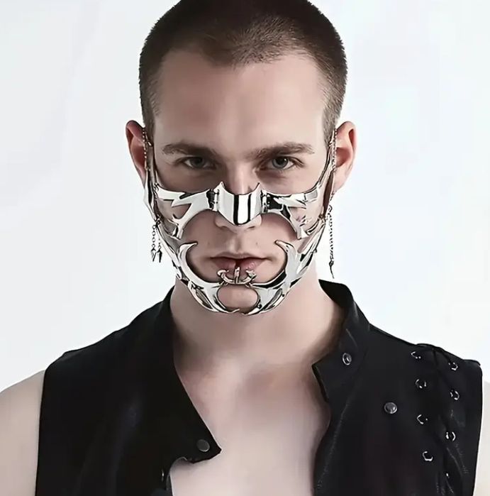 Металева декоративна маска в стилі кібепанк / фетиш / косплей