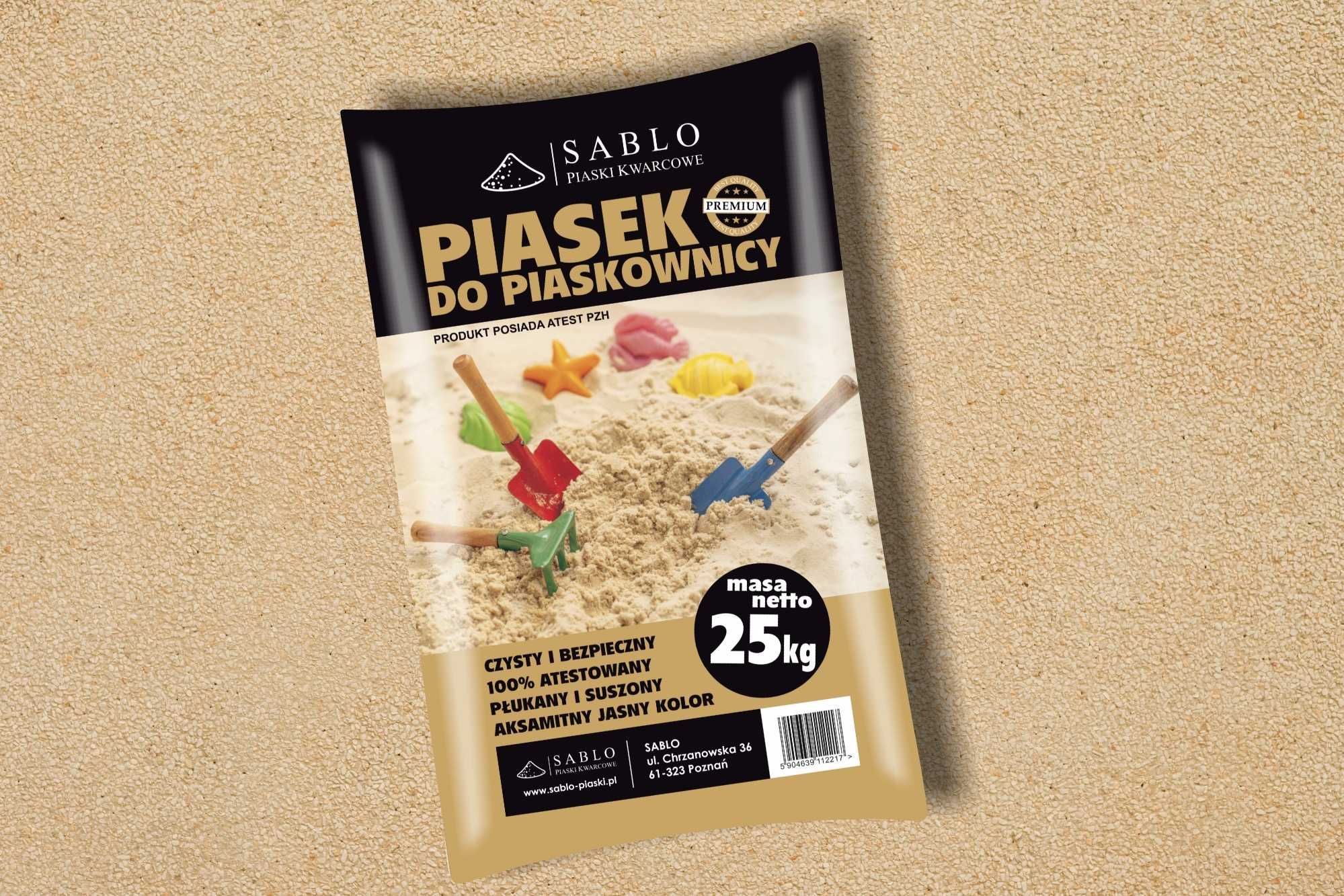 Piasek kwarcowy do piaskownic - Atest PZH - najwyższa jakość