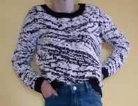 42 Sweter biały czarny wzory wzorki zebra basic casual retro Papaya