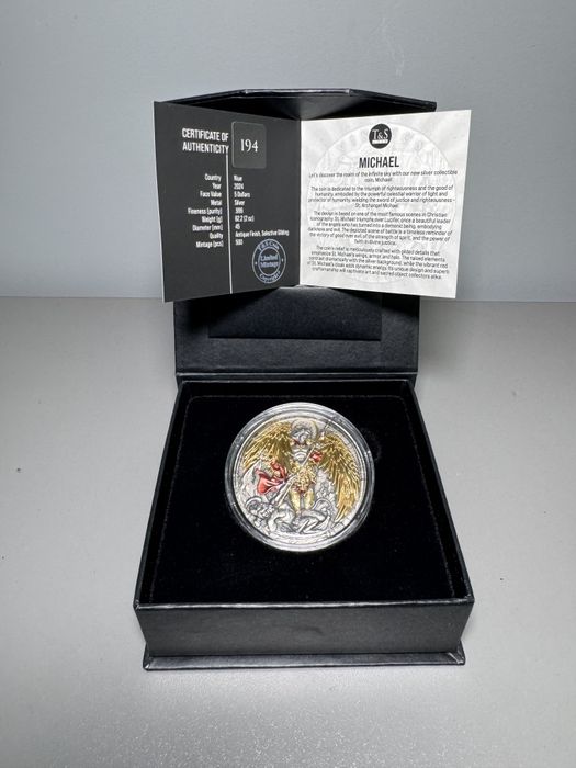 Продам срібну монету T&S Coin — “Michael / Архангел Михаїл” 2 oz, 2024