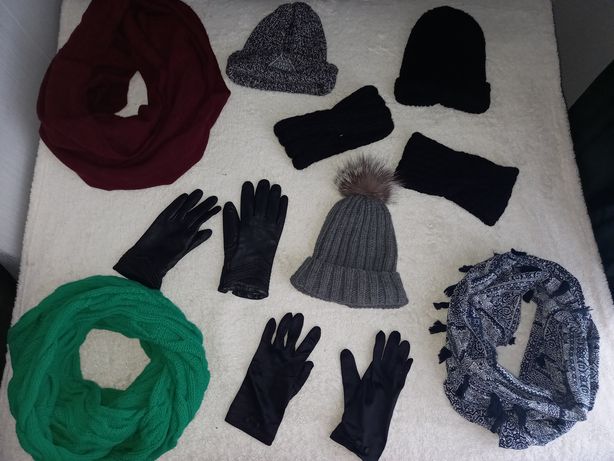 Лот 10шт  шапки шарфи пов'язки та рукавички