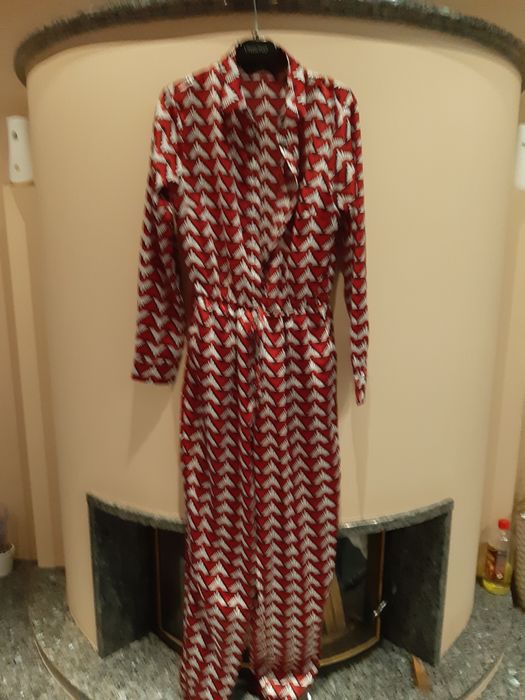 Kombinezon 38 Missguided kwiatki boho czerwony spodnie ul wiązane boho