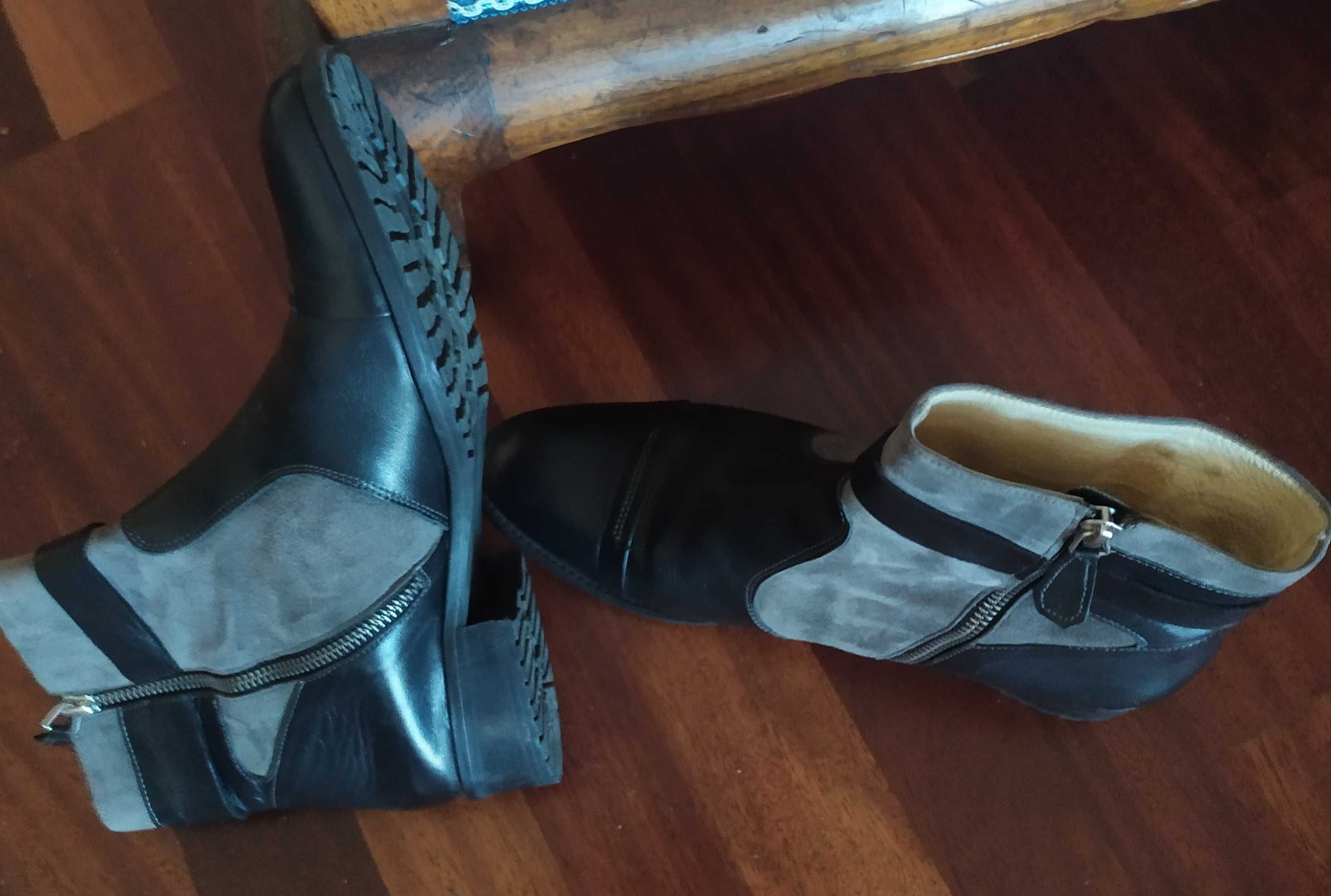 sapatos castanhos e botines CINZA E PRETO são em pel de nº40.  NOVOS