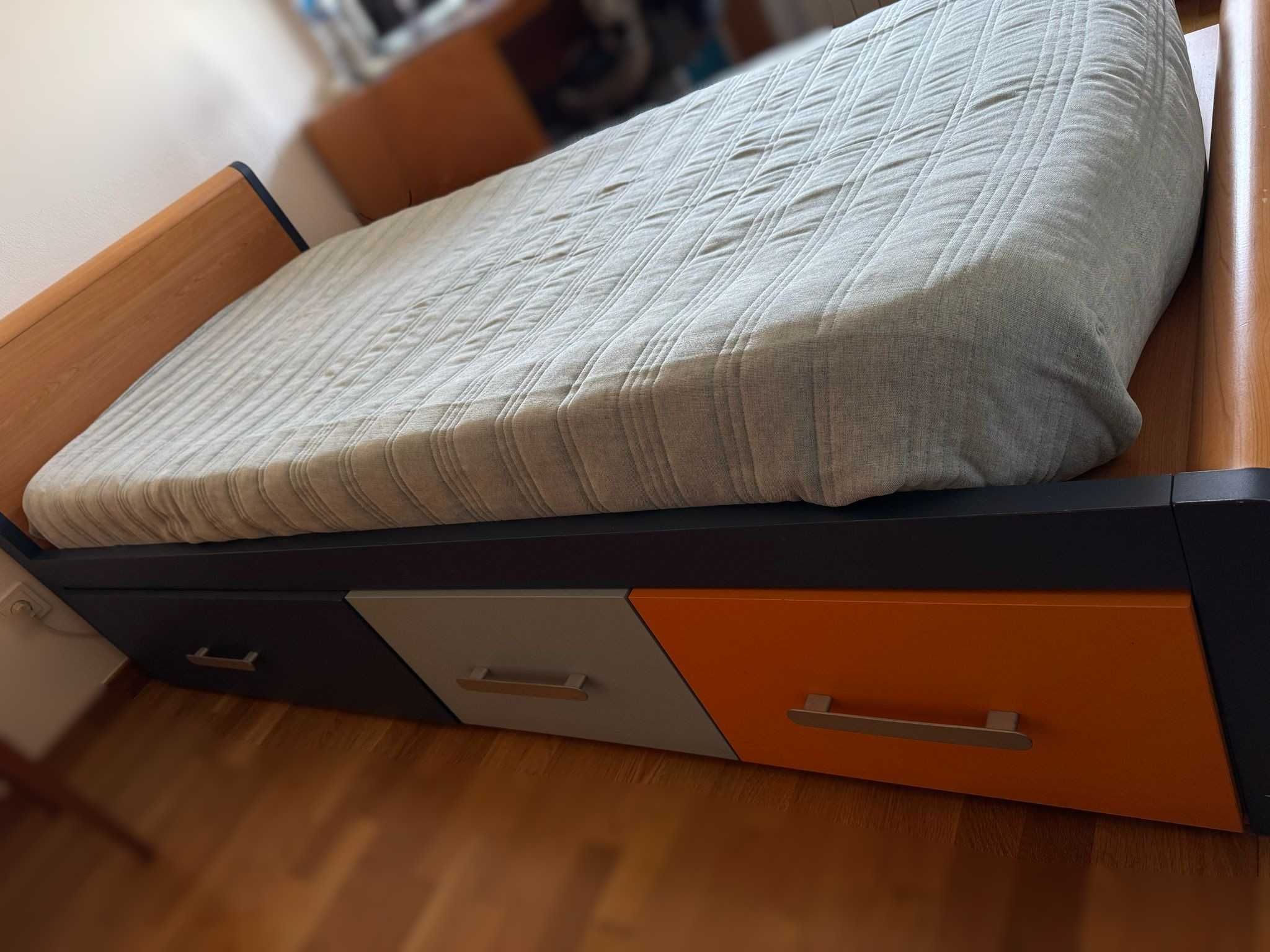Cama de Solteiro com Gavetas e Colchão