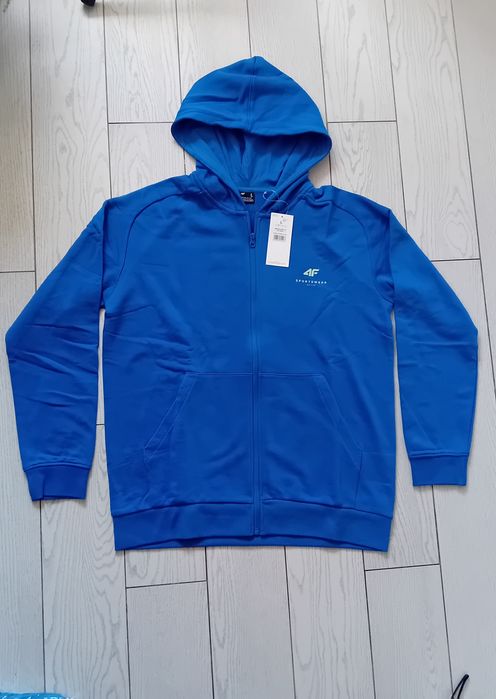 Nowa! Oryginalna 4F bluza z kapturem rozpinana L męska niebieska (166)