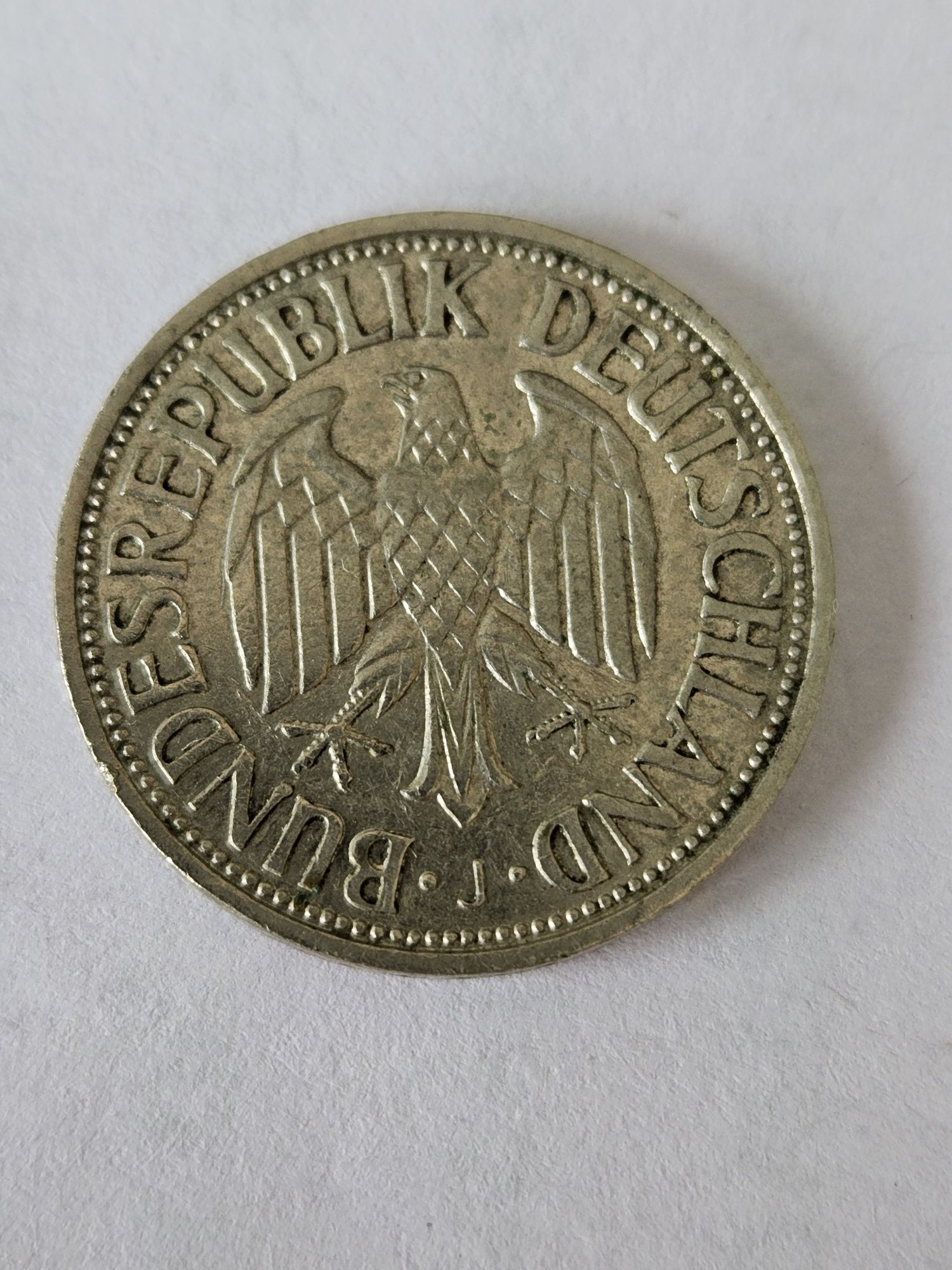 Moneta 1 marka z 1957 roku, J